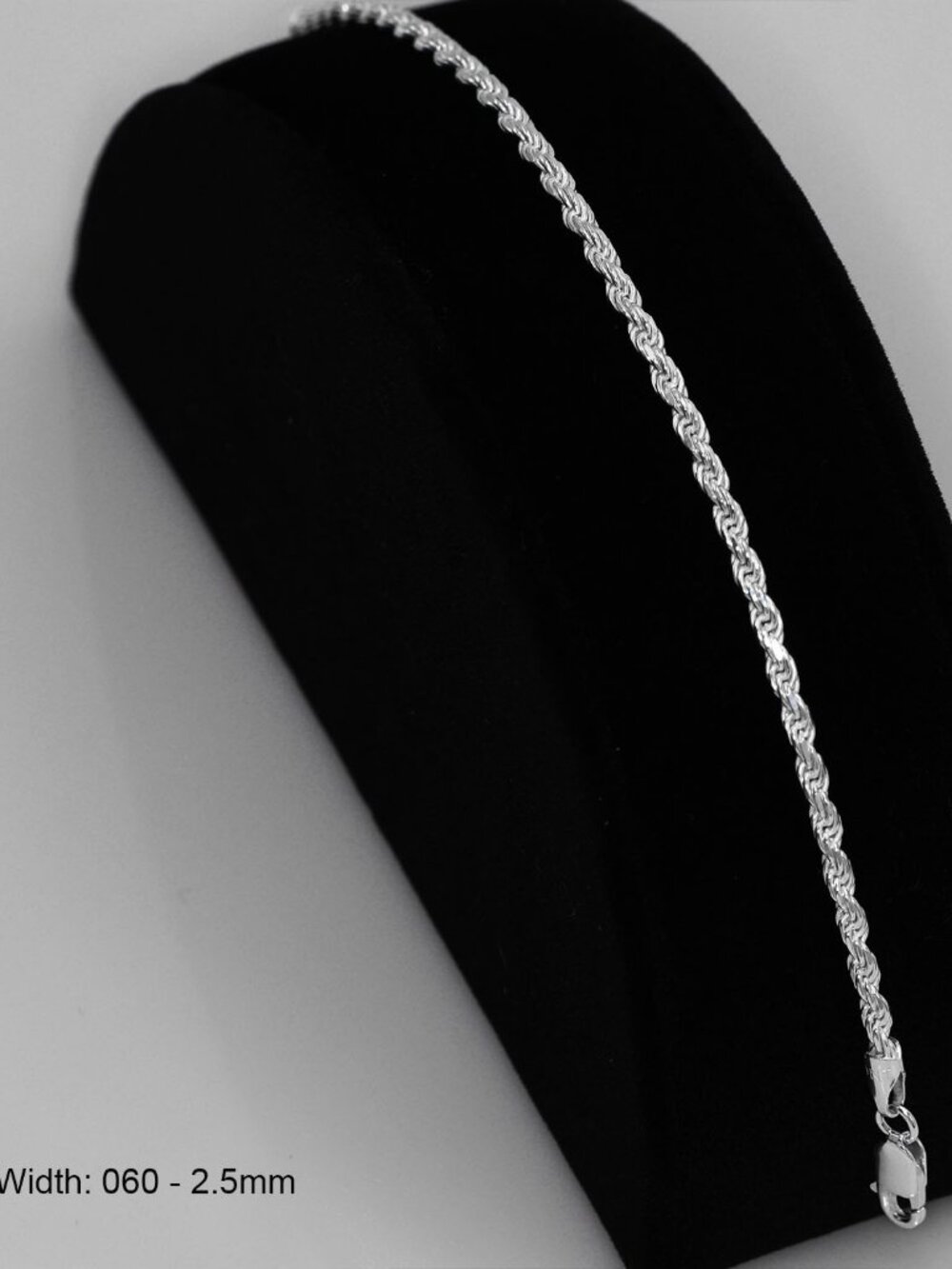925 Sterling Silver Rope Chain Bracelet 7 - 9 Inches 060